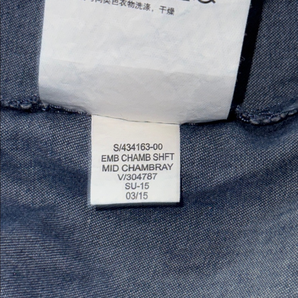 Blue Chambray sleeveless shift dress Black embroidery XXL festival summer - Picture 10 of 10